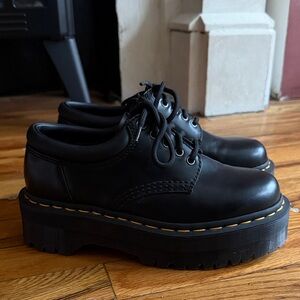 Black Leather dr martens Platform brogues dress Shoes